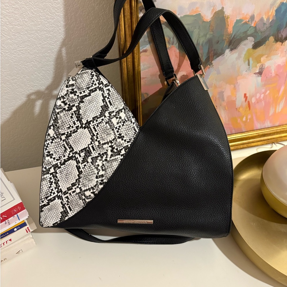Steve Madden Black and Snake Print Women's Bag
